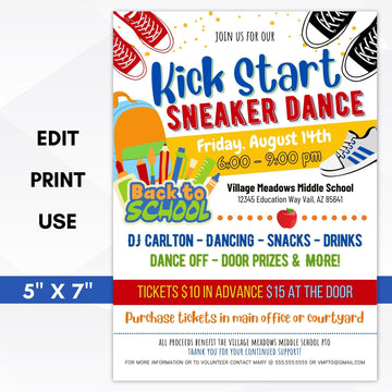 Back to School Sneaker Dance Party Invite